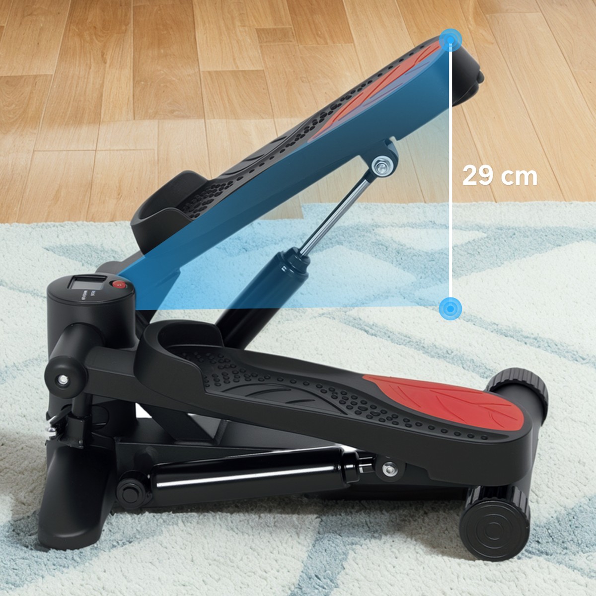 Mini Stepper, Συμπαγής συσκευή Stepper για προπόνηση, Fitness Stepper με οθόνη LCD και αντιολισθητικά πεντάλ, μαύρο