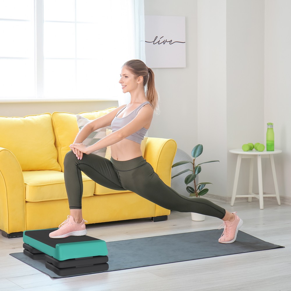 Αερόβιο stepper fitness ρυθμιζόμενο καθ' ύψος με 3 σκαλοπάτια (10,5/15,5/20,5 cm), αντιολισθητικό πράσινο