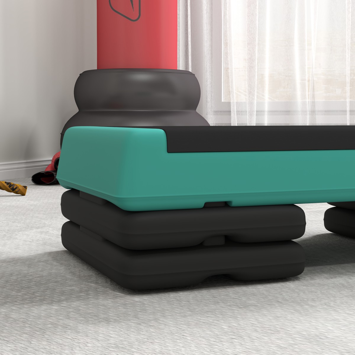 Αερόβιο stepper fitness ρυθμιζόμενο καθ' ύψος με 3 σκαλοπάτια (10,5/15,5/20,5 cm), αντιολισθητικό πράσινο