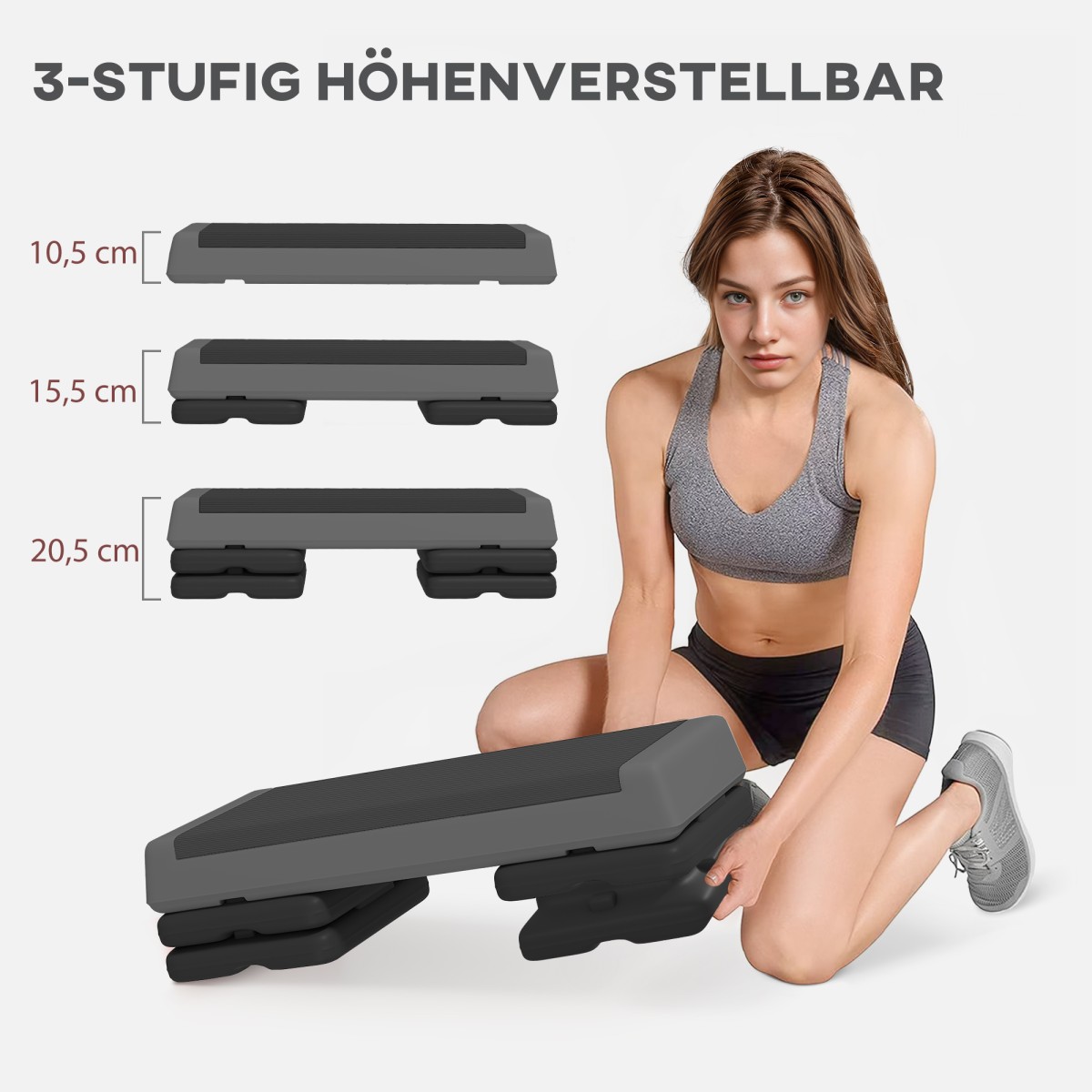 Ρυθμιζόμενο ύψος Fitness Stepper Αντιολισθητικό Γυμναστήριο Γραφείου Γραφείου Πλαστικό Γκρι