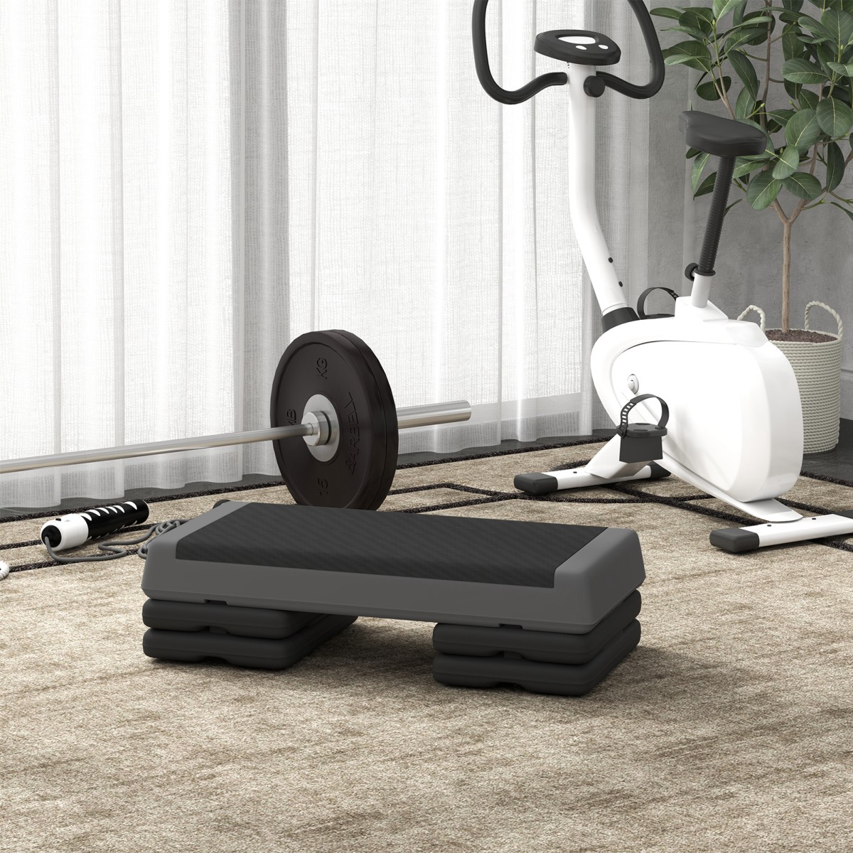 Ρυθμιζόμενο ύψος Fitness Stepper Αντιολισθητικό Γυμναστήριο Γραφείου Γραφείου Πλαστικό Γκρι