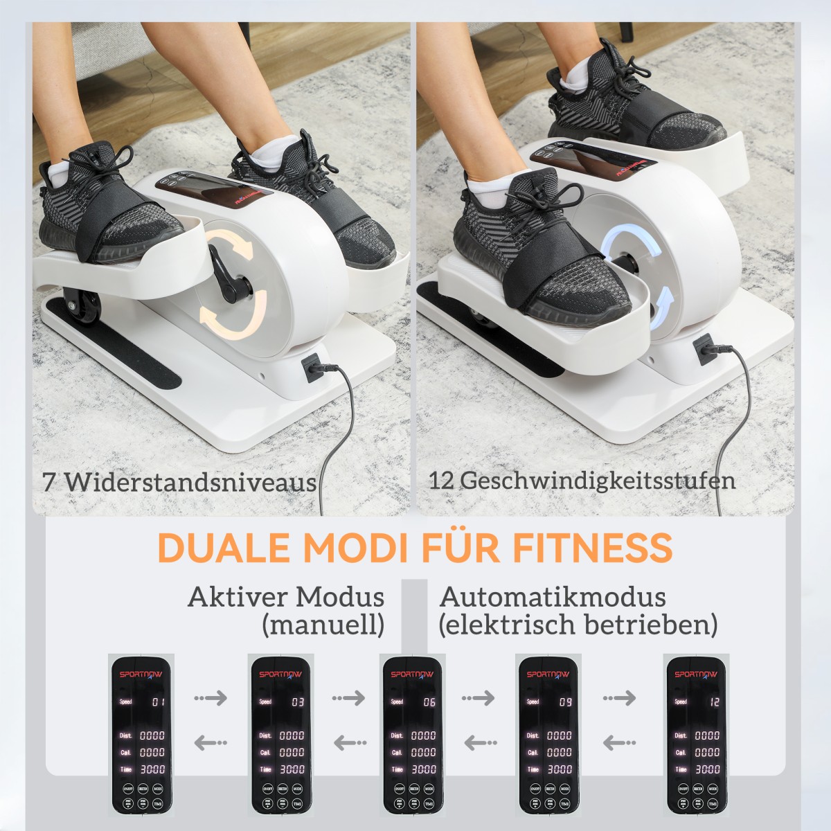 Mini Elliptical Trainer for Home Under Desk Electric Cross Trainer με 12 ταχύτητες & 7 αντίσταση