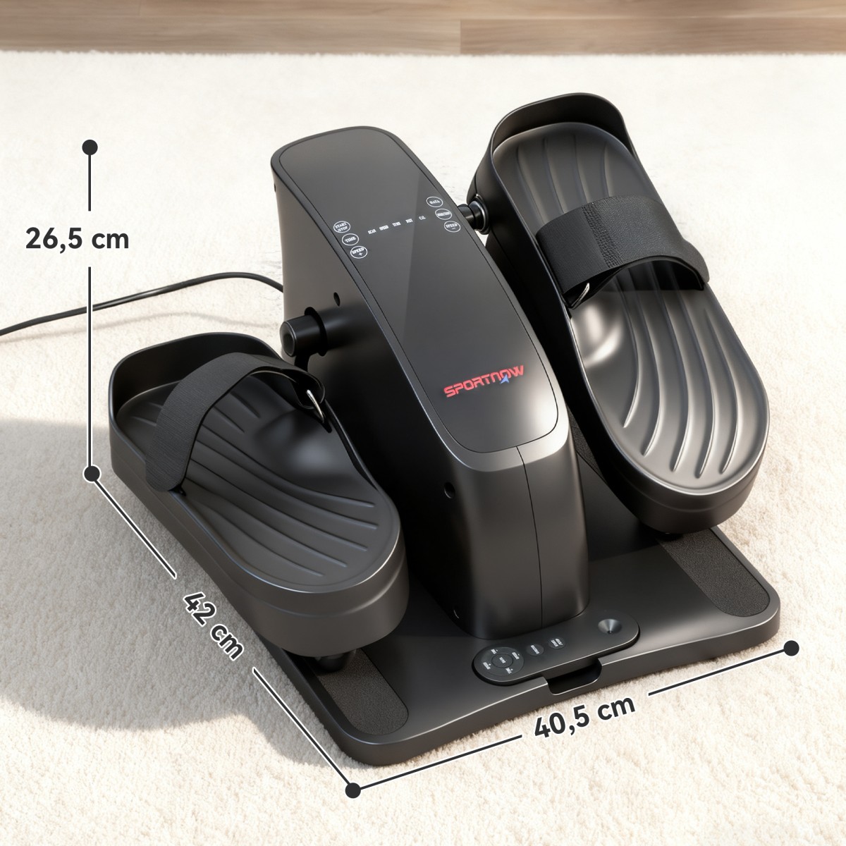 Mini Pedal Trainer 12 Speed ​​​​Τηλεχειριστήριο LED Αντιολισθητικό Φορητό Μεταλλικό Πλαστικό Μαύρο