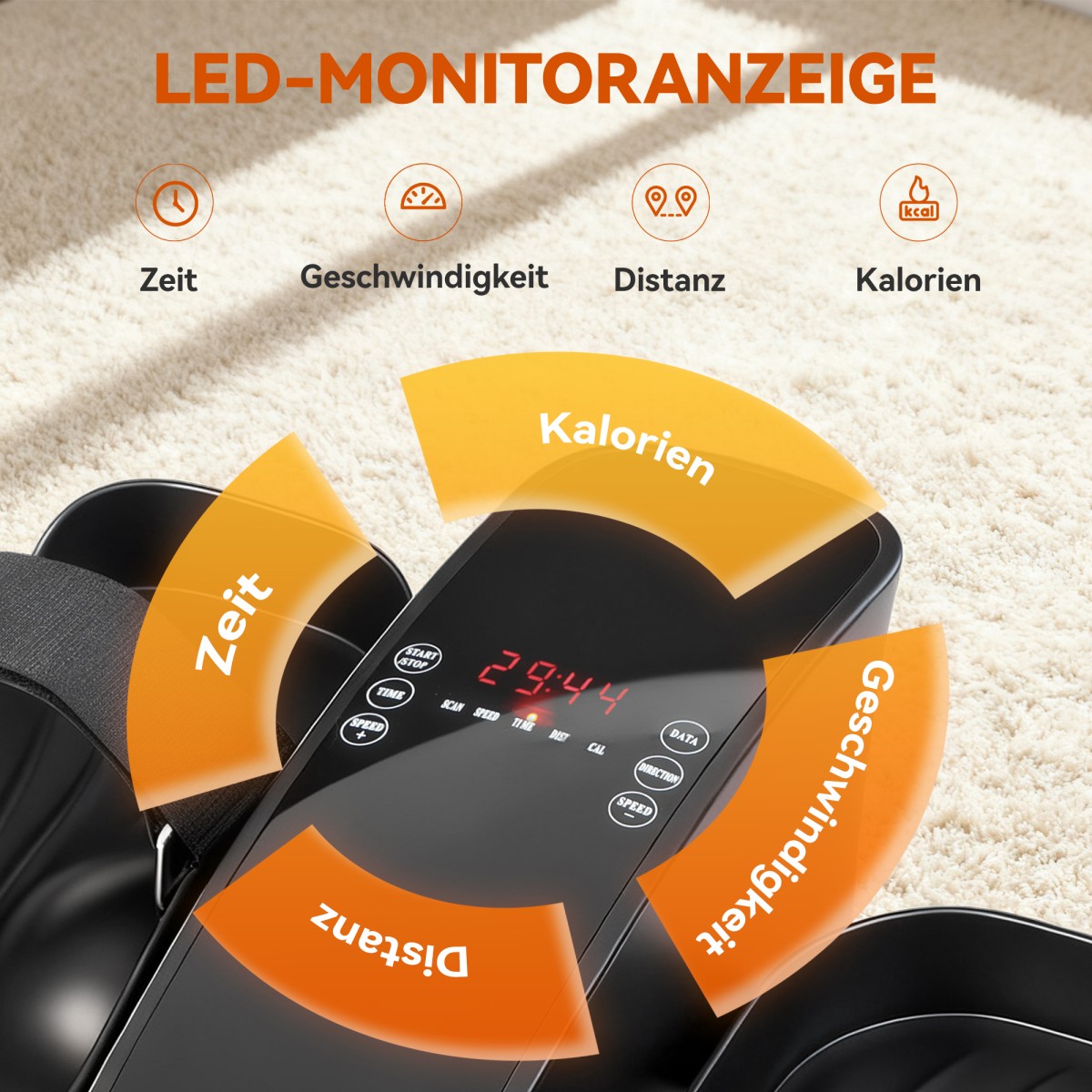 Mini Pedal Trainer 12 Speed ​​​​Τηλεχειριστήριο LED Αντιολισθητικό Φορητό Μεταλλικό Πλαστικό Μαύρο