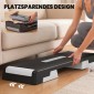 Αερόβιο stepper fitness ρυθμιζόμενο καθ' ύψος με 3 σκαλοπάτια (15/20/25 cm), αντιολισθητικό χαλάκι μαύρο + γκρι