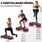 Αερόβιο stepper fitness ρυθμιζόμενο καθ' ύψος με 3 σκαλοπάτια (12/17,5/22,5 cm), αντιολισθητικό χαλάκι μαύρο + ροζ