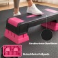 Αερόβιο stepper fitness ρυθμιζόμενο καθ' ύψος με 3 σκαλοπάτια (12/17,5/22,5 cm), αντιολισθητικό χαλάκι μαύρο + ροζ
