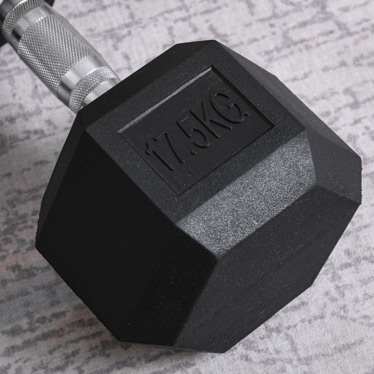Dumbbell 17,5kg Barbell Barbell Weight Αντιολισθητική λαβή Μαύρο + Ασημί