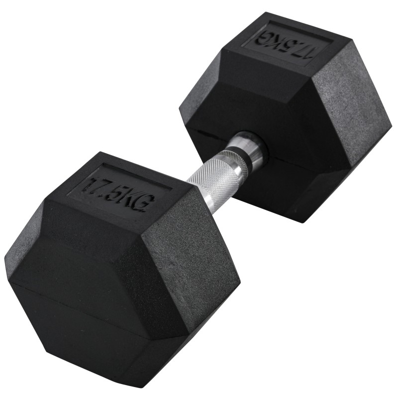 Dumbbell 17,5kg Barbell Barbell Weight Αντιολισθητική λαβή Μαύρο + Ασημί