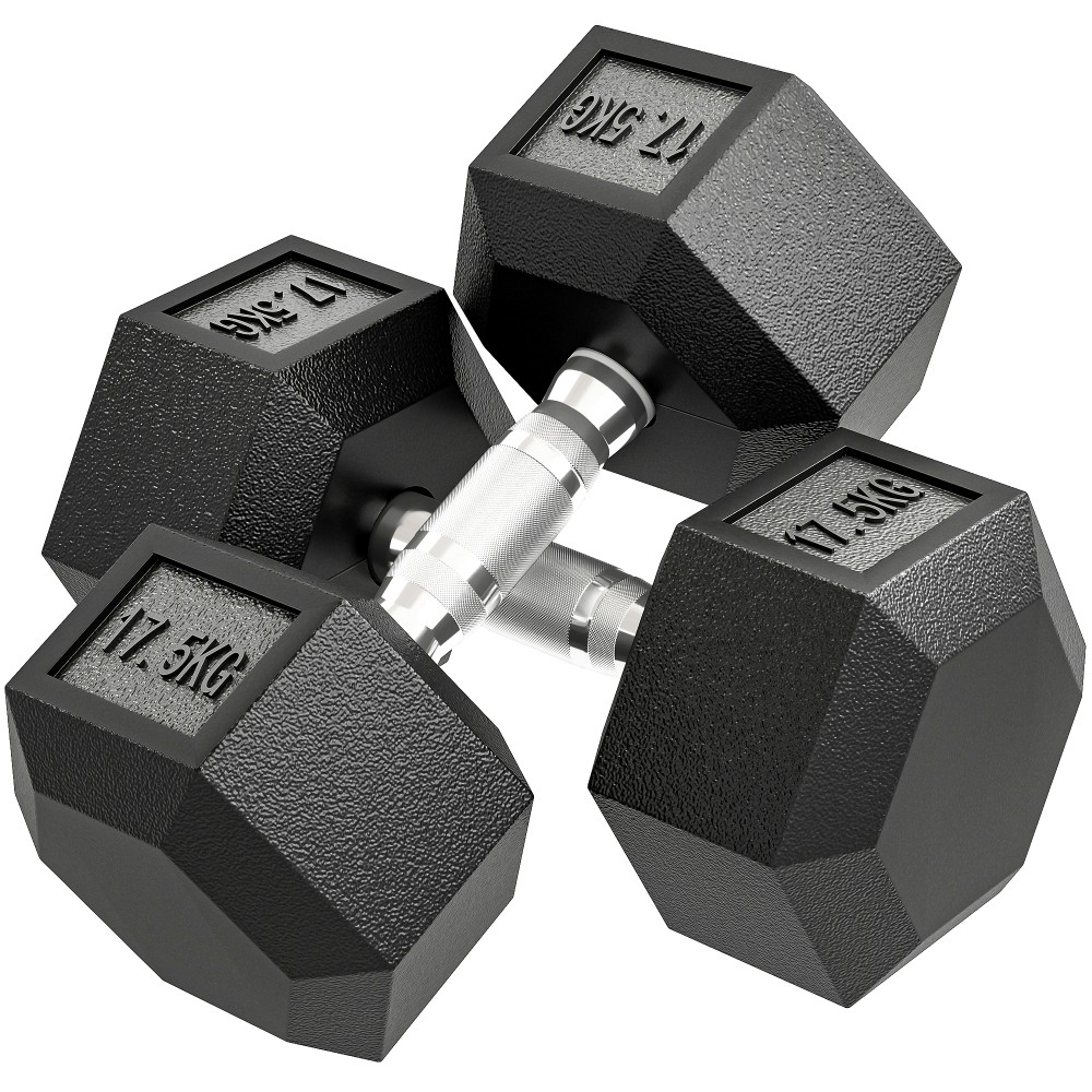 Dumbbell 35kg Barbell Barbell Weight Αντιολισθητική λαβή Μαύρο + Ασημί