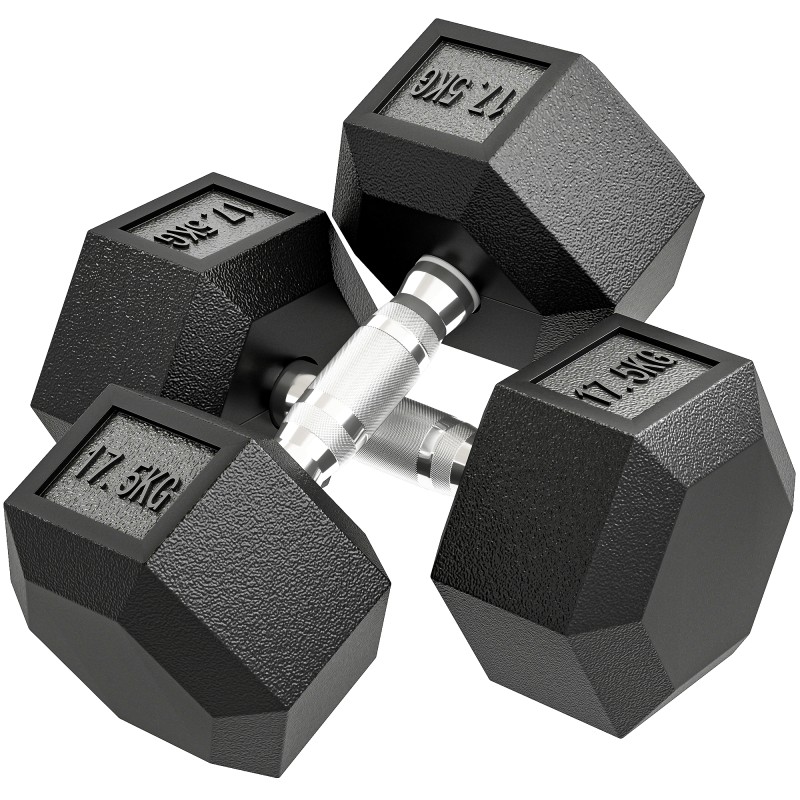 Dumbbell 35kg Barbell Barbell Weight Αντιολισθητική λαβή Μαύρο + Ασημί
