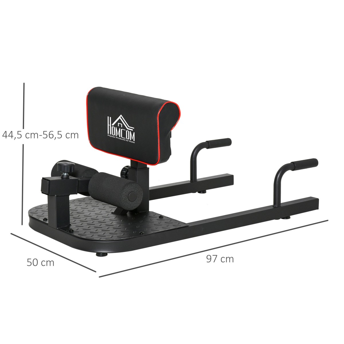 Sissy Squat Squat Trainer Leg Trainer Abdominal Buttocks Trainer 3 σε 1 Trainer Ρυθμιζόμενο έως 120 kg Steel Black 50 x 97 x (44,5-56,5) cm