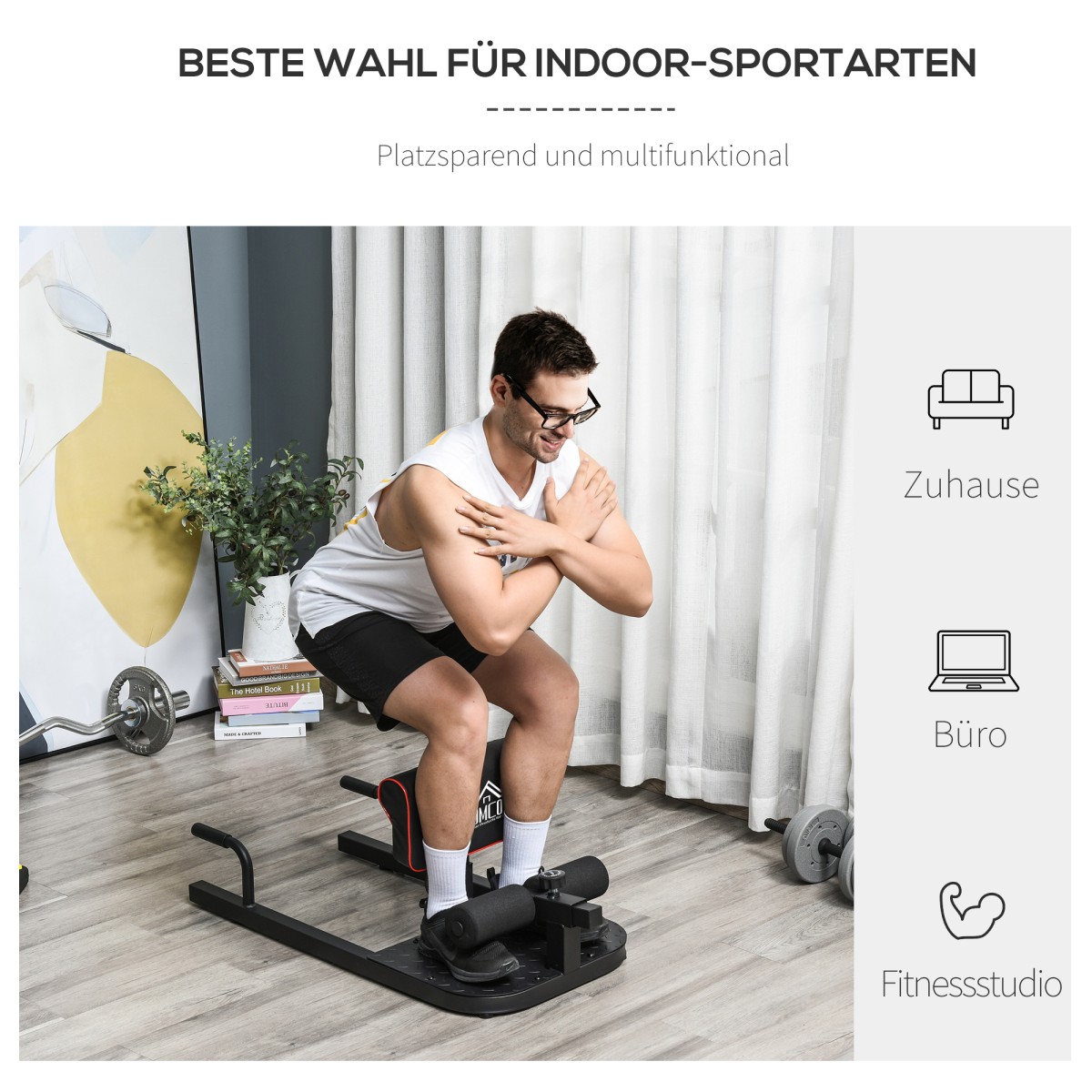 Sissy Squat Squat Trainer Leg Trainer Abdominal Buttocks Trainer 3 σε 1 Trainer Ρυθμιζόμενο έως 120 kg Steel Black 50 x 97 x (44,5-56,5) cm