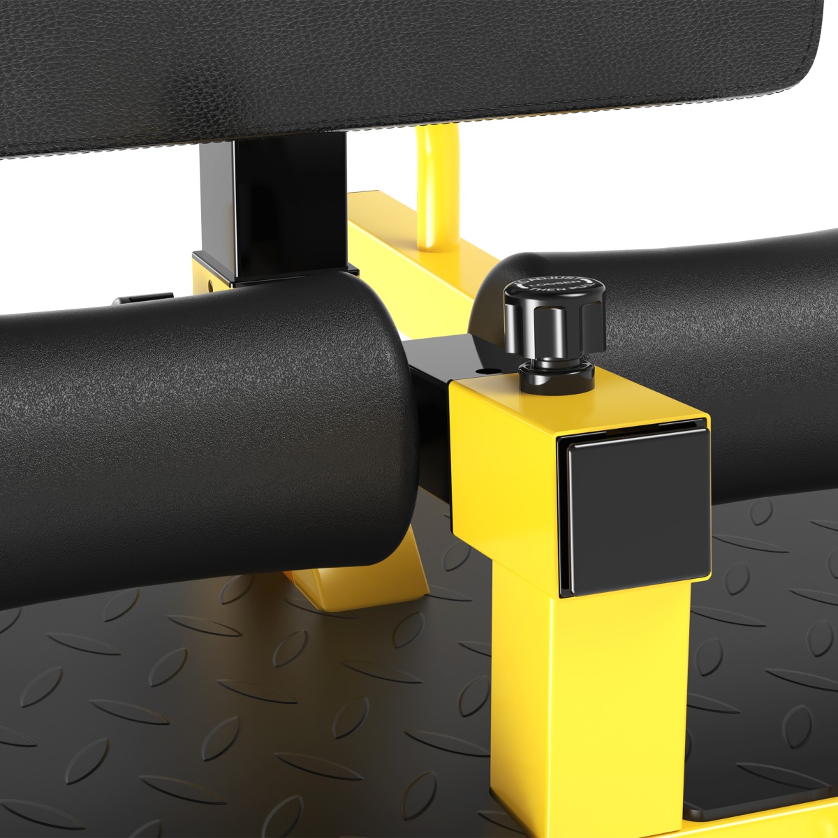 Sissy Squat Squat Trainer Leg Trainer Abdominal Buttocks Trainer 3 σε 1 Trainer Ρυθμιζόμενο έως 120 kg Steel Yellow + Black 50 x 97 x (44,5-56,5) cm