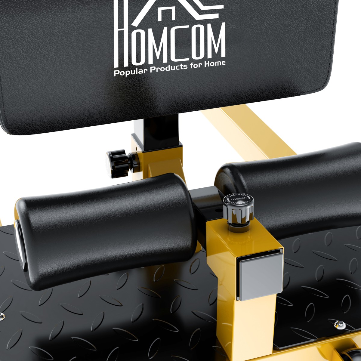 Sissy Squat Squat Trainer Leg Trainer Abdominal Buttocks Trainer 3 σε 1 Trainer Ρυθμιζόμενο έως 120 kg Steel Yellow + Black 50 x 97 x (44,5-56,5) cm