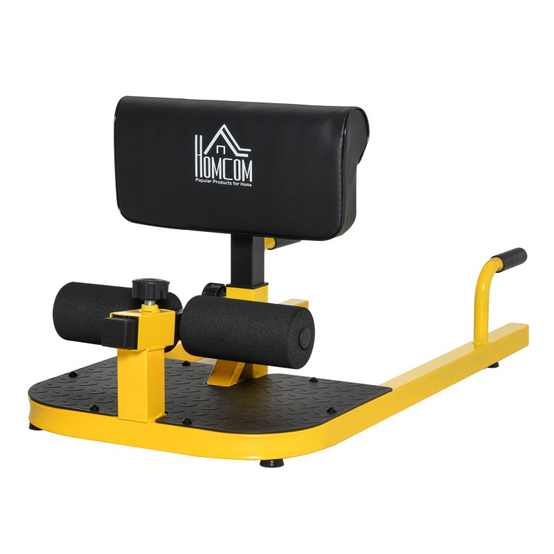 Sissy Squat Squat Trainer Leg Trainer Abdominal Buttocks Trainer 3 σε 1 Trainer Ρυθμιζόμενο έως 120 kg Steel Yellow + Black 50 x 97 x (44,5-56,5) cm