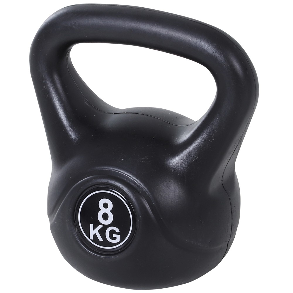 Kettlebell kettlebell 8 κιλών αλτήρας με γέμιση άμμου για αρχάριους μαύρος