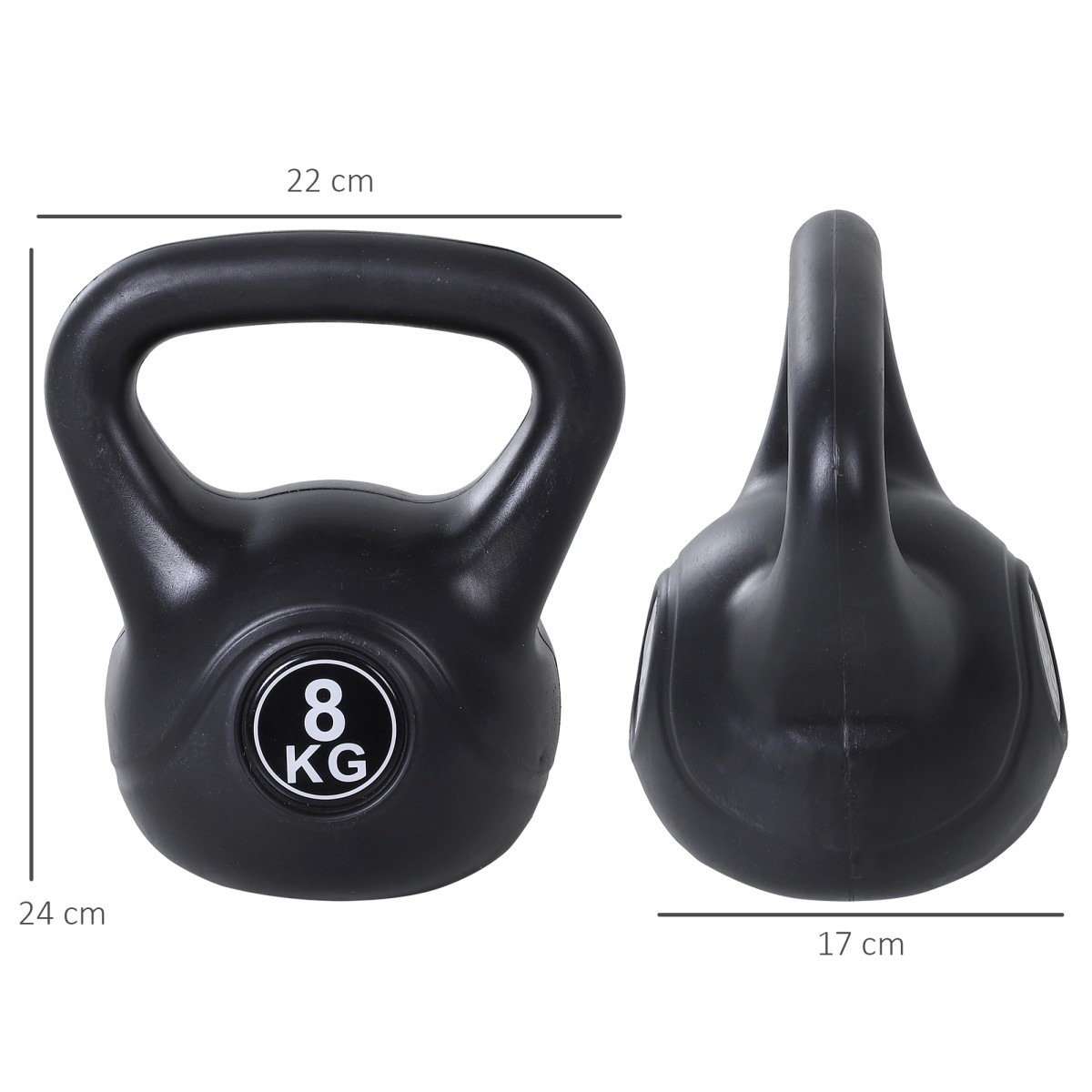 Kettlebell kettlebell 8 κιλών αλτήρας με γέμιση άμμου για αρχάριους μαύρος
