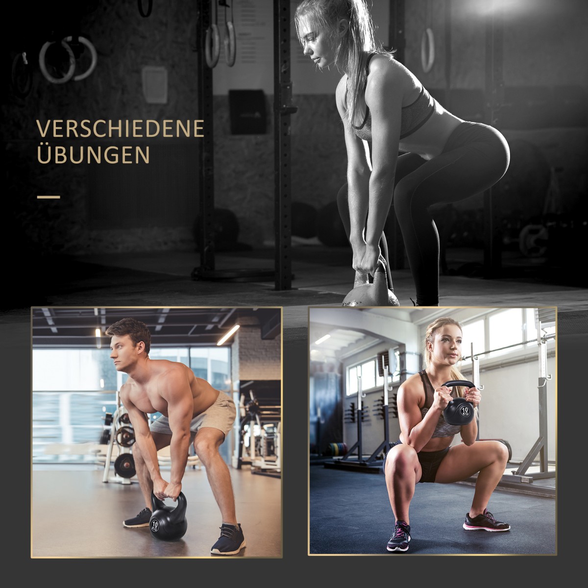 Kettlebell kettlebell 8 κιλών αλτήρας με γέμιση άμμου για αρχάριους μαύρος
