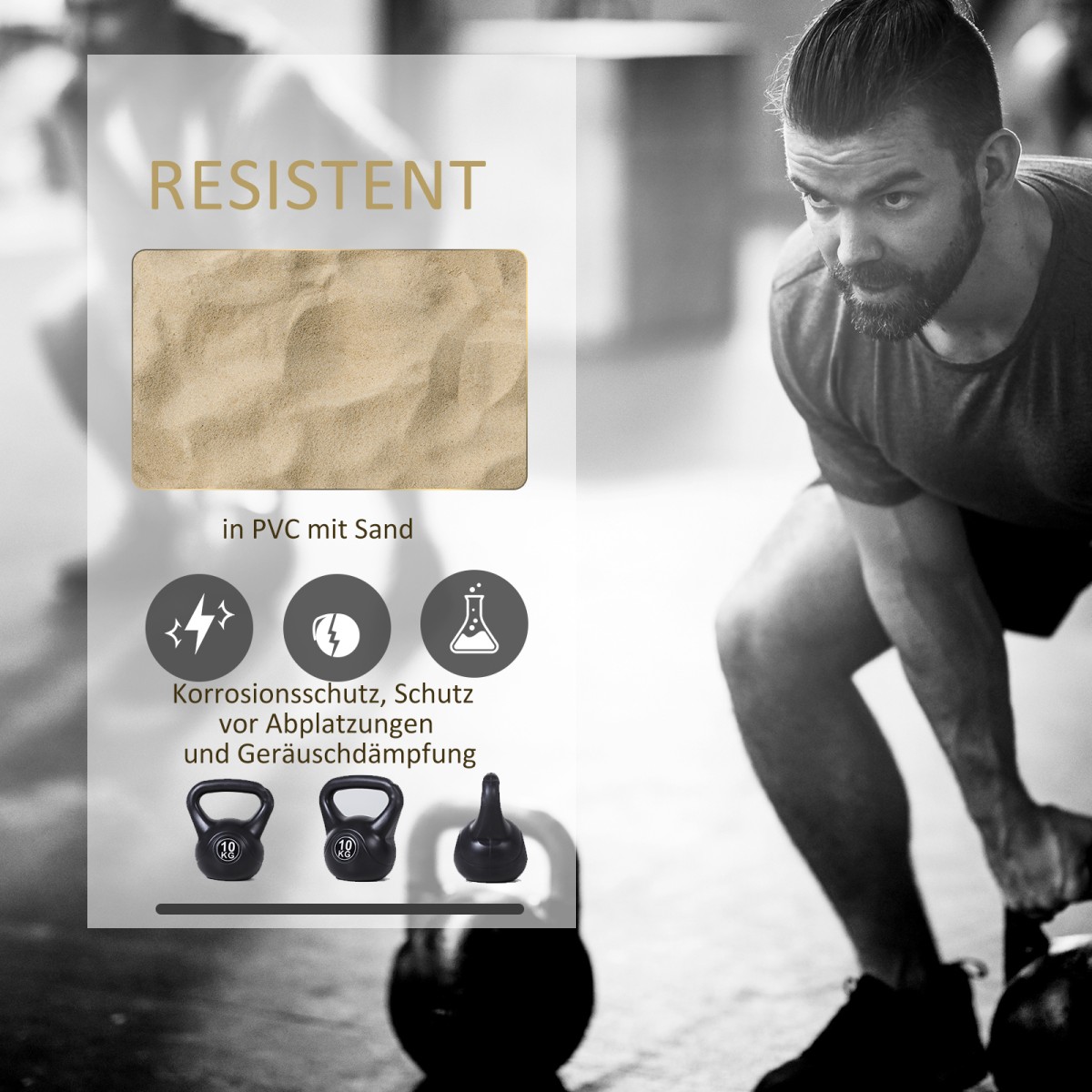 Kettlebell kettlebell 8 κιλών αλτήρας με γέμιση άμμου για αρχάριους μαύρος