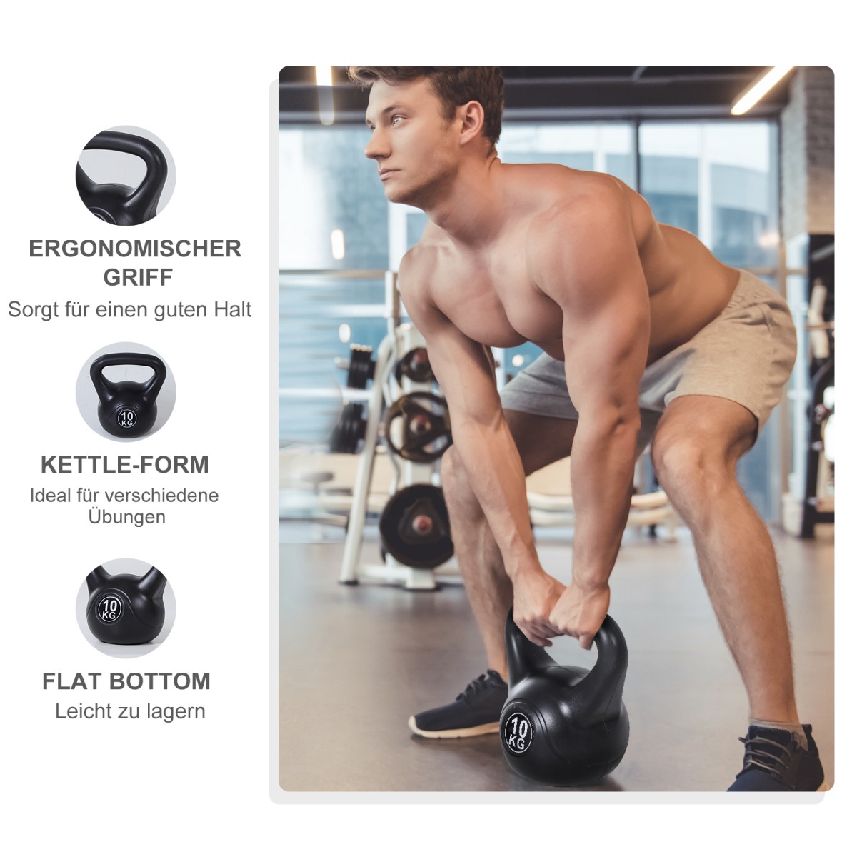 Kettlebell kettlebell 8 κιλών αλτήρας με γέμιση άμμου για αρχάριους μαύρος