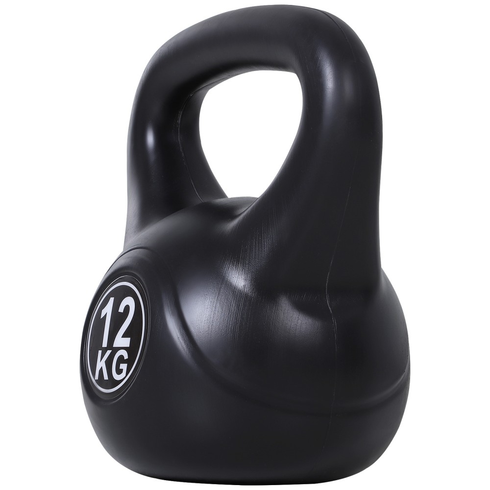 Kettlebell kettlebell 12 κιλών αλτήρας γεμισμένος με άμμο για αρχάριους μαύρος