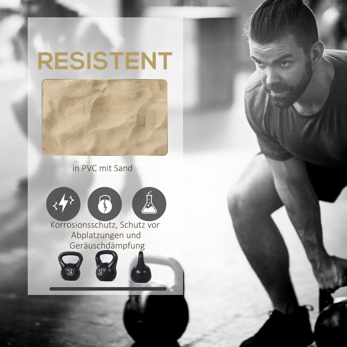 Kettlebell kettlebell 12 κιλών αλτήρας γεμισμένος με άμμο για αρχάριους μαύρος