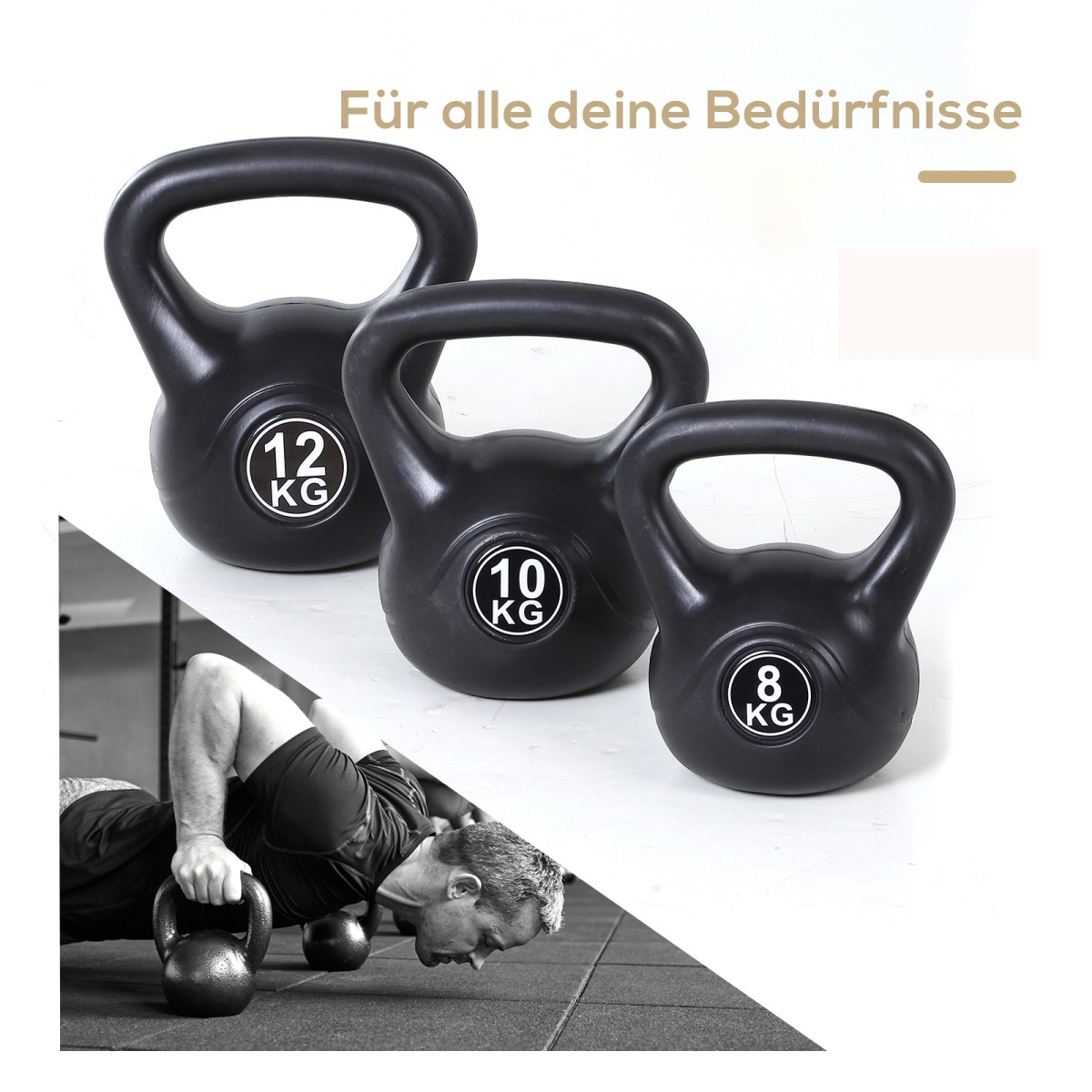 Kettlebell kettlebell 12 κιλών αλτήρας γεμισμένος με άμμο για αρχάριους μαύρος