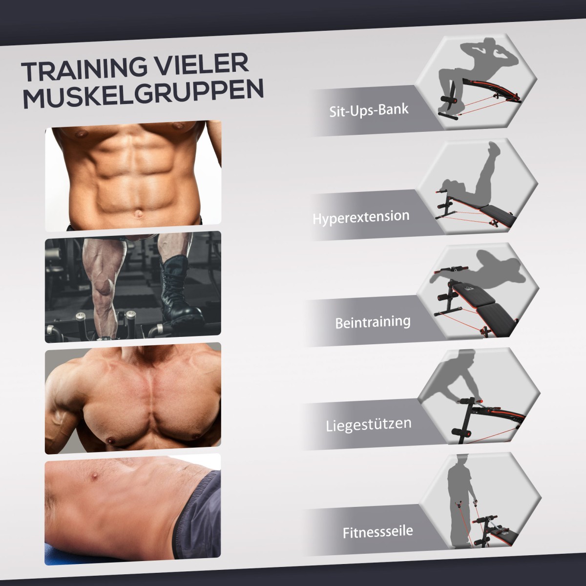 Sit Up Bench Abdominal Trainer with Training Ropes Πάγκος προπόνησης Πολυλειτουργικός Ρυθμιζόμενος & Αναδιπλούμενος 110 kg Χωρητικότητα φόρτωσης Steel Black + Red 137 x 51 x 50-66 cm
