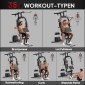 Σταθμός ισχύος για οικιακό γυμναστήριο με μηχάνημα latdown lat, τροχαλία καλωδίου, κοντή μπάρα δικέφαλου, πρέσα στήθους, προπονητής ποδιών, μηχανή πεταλούδας 45 κιλά βάρη πολυλειτουργικός σταθμός γυμναστικής μαύρο