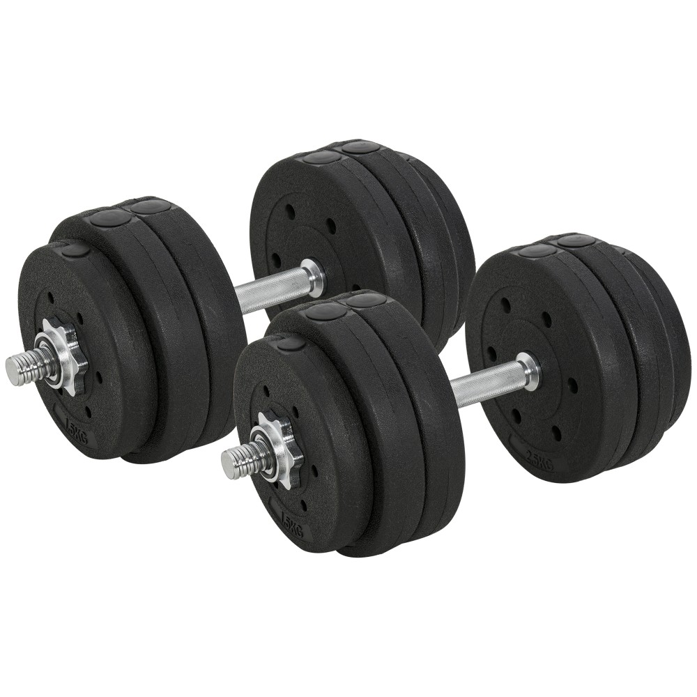 Σετ αλτήρες 30 KG Σετ αλτήρες με πλάκες βάρους για γυμναστήριο στο σπίτι Γυμναστήριο από ψεύτικο δέρμα Faux Leather Μαύρο Προπόνηση δύναμης