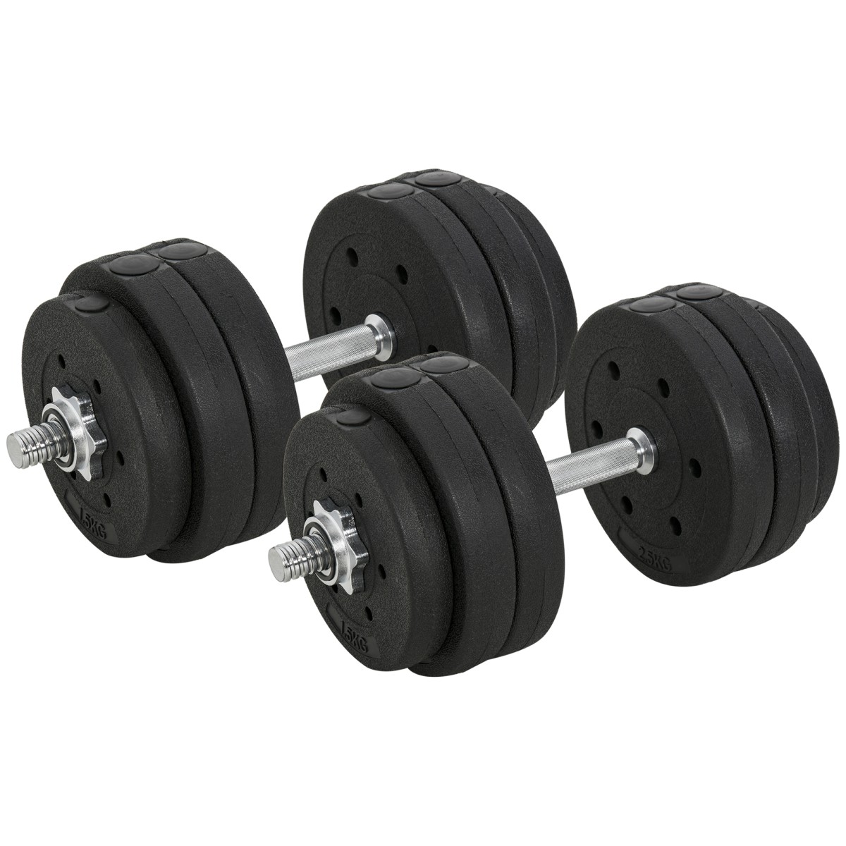 Σετ αλτήρες 30 KG Σετ αλτήρες με πλάκες βάρους για γυμναστήριο στο σπίτι Γυμναστήριο από ψεύτικο δέρμα Faux Leather Μαύρο Προπόνηση δύναμης