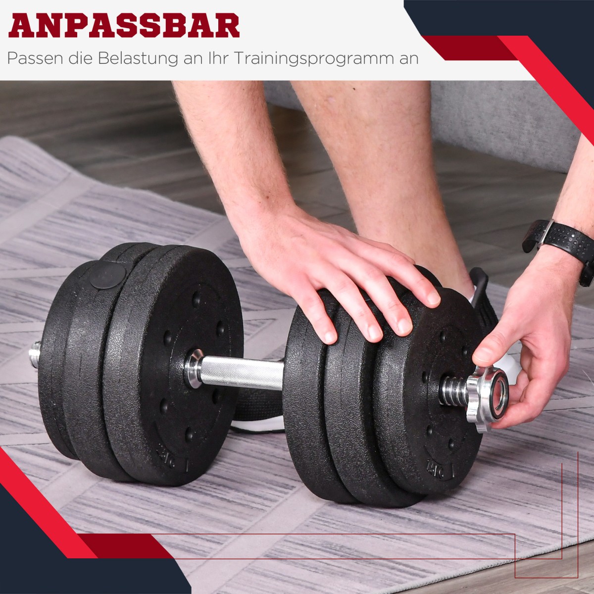 Σετ αλτήρες 30 KG Σετ αλτήρες με πλάκες βάρους για γυμναστήριο στο σπίτι Γυμναστήριο από ψεύτικο δέρμα Faux Leather Μαύρο Προπόνηση δύναμης