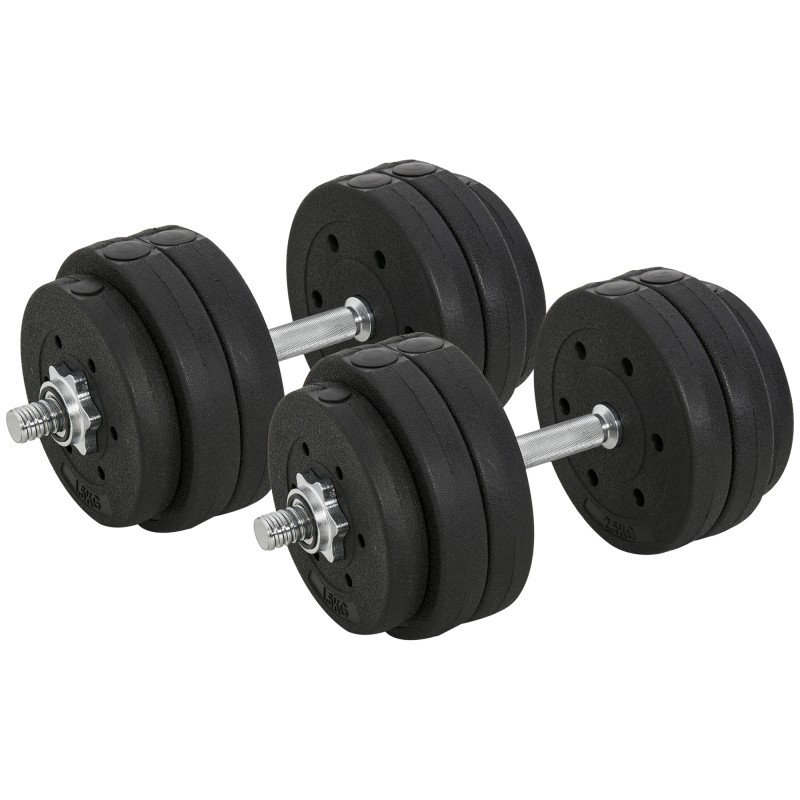 Σετ αλτήρες 30 KG Σετ αλτήρες με πλάκες βάρους για γυμναστήριο στο σπίτι Γυμναστήριο από ψεύτικο δέρμα Faux Leather Μαύρο Προπόνηση δύναμης