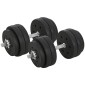 Σετ αλτήρες 30 KG Σετ αλτήρες με πλάκες βάρους για γυμναστήριο στο σπίτι Γυμναστήριο από ψεύτικο δέρμα Faux Leather Μαύρο Προπόνηση δύναμης
