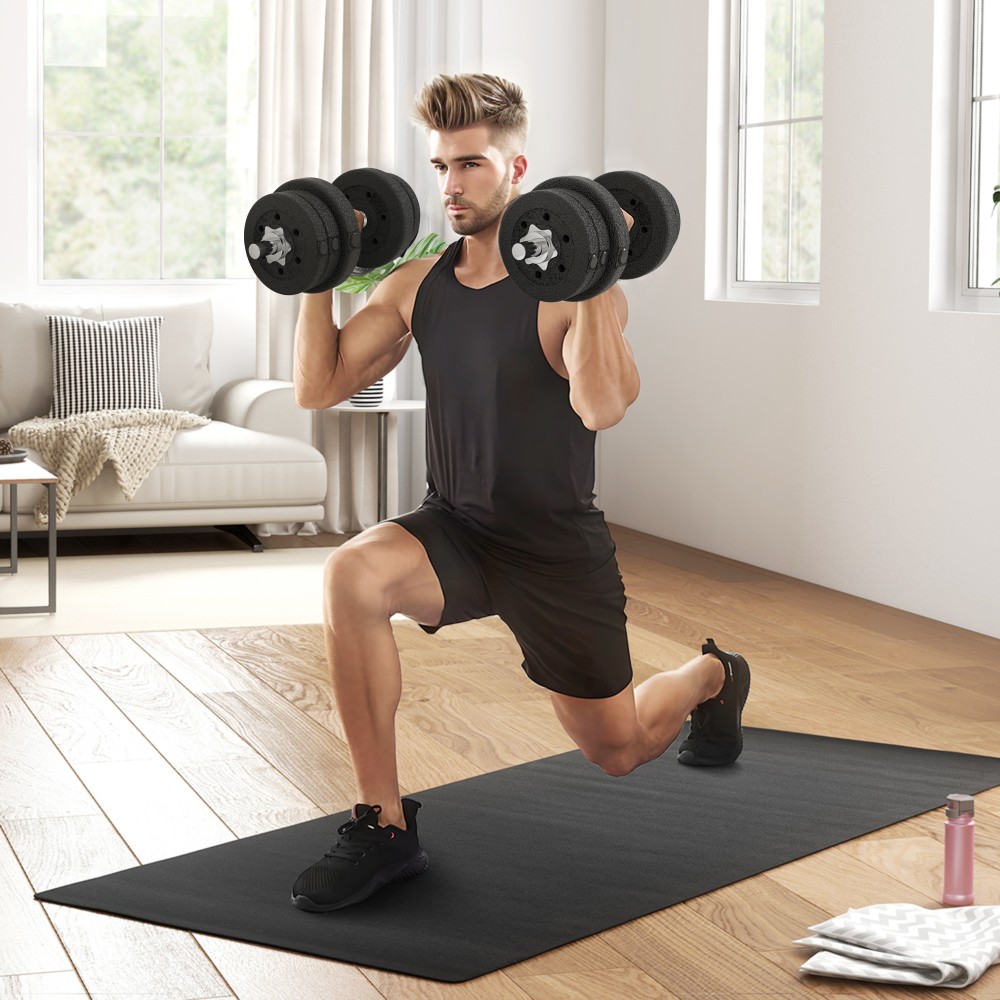 Σετ αλτήρες 25 KG Σετ αλτήρες με πλάκες βάρους για το γραφείο γυμναστικής στο σπίτι από ατσάλι Faux δέρμα Μαύρο