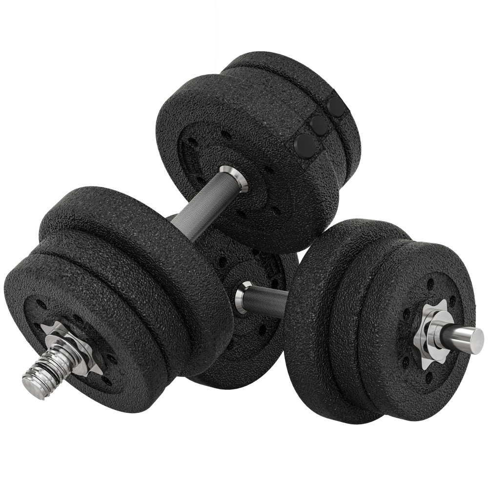 Σετ αλτήρες 25 KG Σετ αλτήρες με πλάκες βάρους για το γραφείο γυμναστικής στο σπίτι από ατσάλι Faux δέρμα Μαύρο
