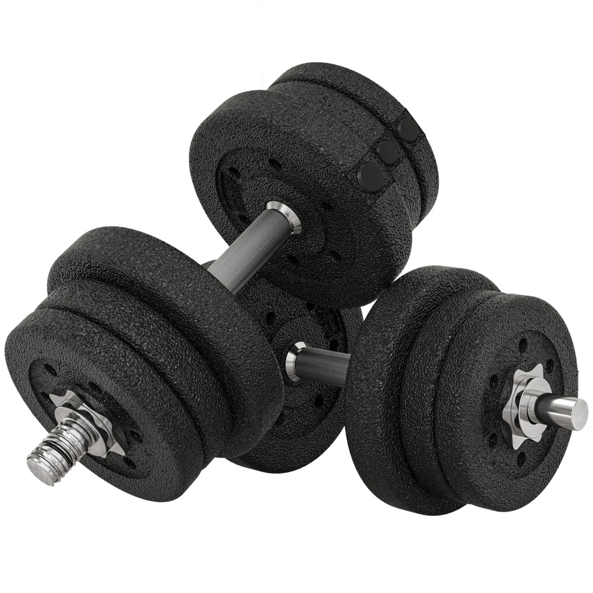 Σετ αλτήρες 25 KG Σετ αλτήρες με πλάκες βάρους για το γραφείο γυμναστικής στο σπίτι από ατσάλι Faux δέρμα Μαύρο
