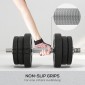 Σετ αλτήρες 25 KG Σετ αλτήρες με πλάκες βάρους για το γραφείο γυμναστικής στο σπίτι από ατσάλι Faux δέρμα Μαύρο