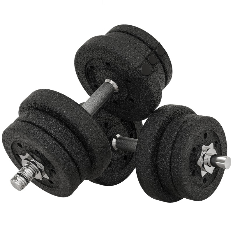 Σετ αλτήρες 25 KG Σετ αλτήρες με πλάκες βάρους για το γραφείο γυμναστικής στο σπίτι από ατσάλι Faux δέρμα Μαύρο