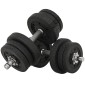 Σετ αλτήρες 25 KG Σετ αλτήρες με πλάκες βάρους για το γραφείο γυμναστικής στο σπίτι από ατσάλι Faux δέρμα Μαύρο