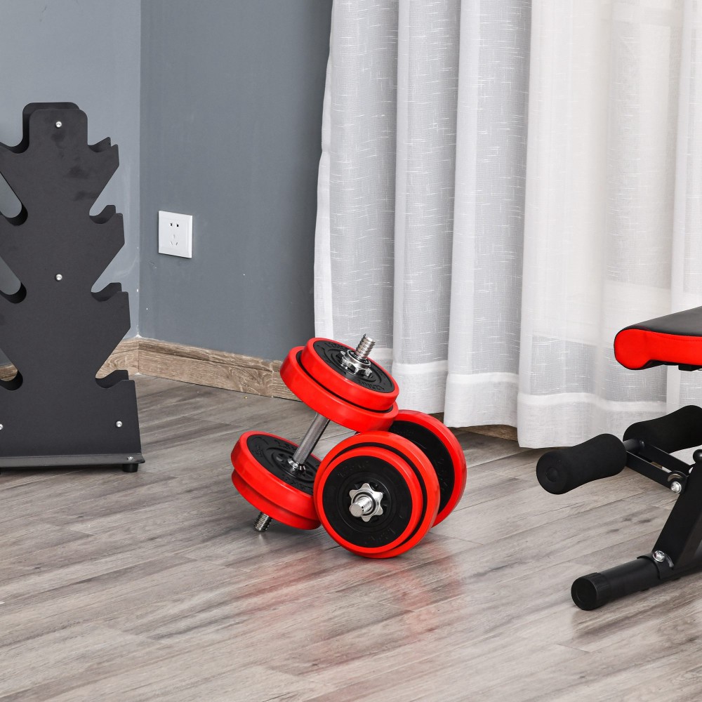 Σετ Dumbbell 20/30KGS 2-IN-1 Dumbbells & Barbells Adjustable Lifting Weight for Home Fitness Muscle Red+Black 21,5 x 21,5 x 3,8 cm