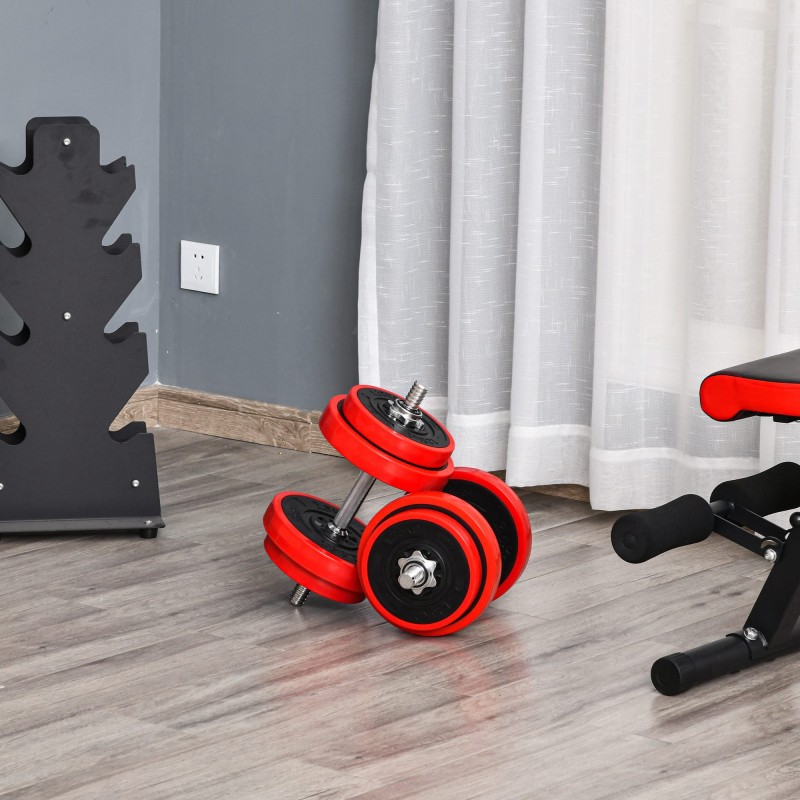 Σετ Dumbbell 20/30KGS 2-IN-1 Dumbbells & Barbells Adjustable Lifting Weight for Home Fitness Muscle Red+Black 21,5 x 21,5 x 3,8 cm