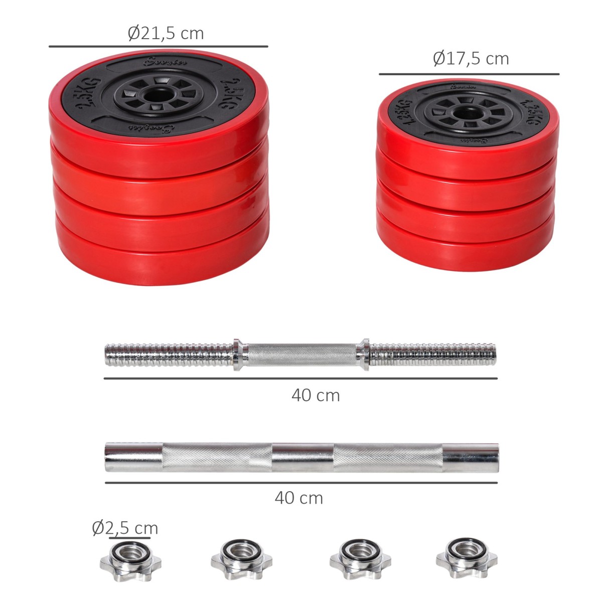 Σετ Dumbbell 20/30KGS 2-IN-1 Dumbbells & Barbells Adjustable Lifting Weight for Home Fitness Muscle Red+Black 21,5 x 21,5 x 3,8 cm