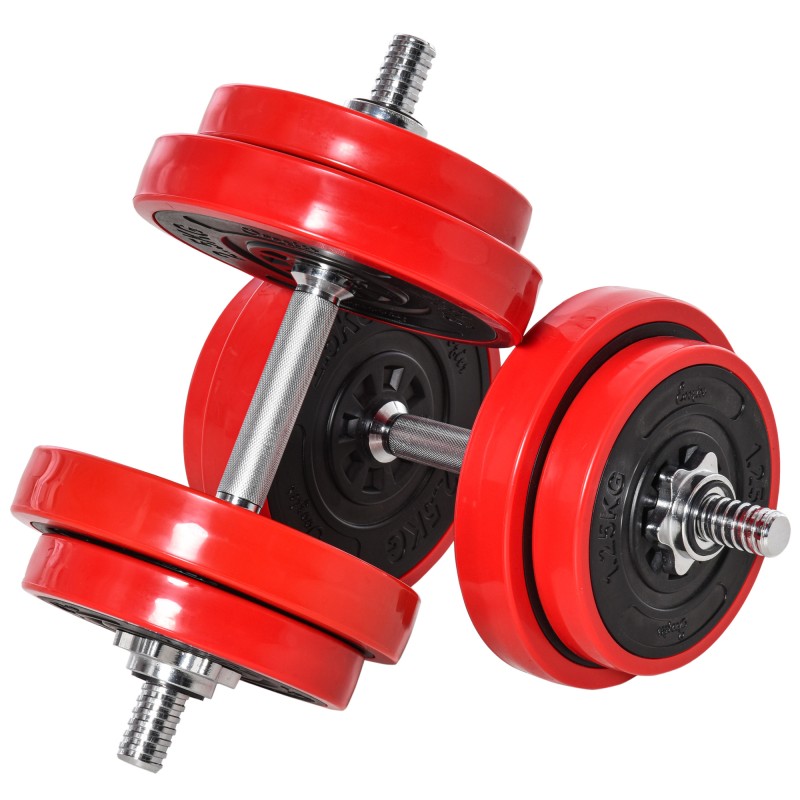 Σετ Dumbbell 20/30KGS 2-IN-1 Dumbbells & Barbells Adjustable Lifting Weight for Home Fitness Muscle Red+Black 21,5 x 21,5 x 3,8 cm