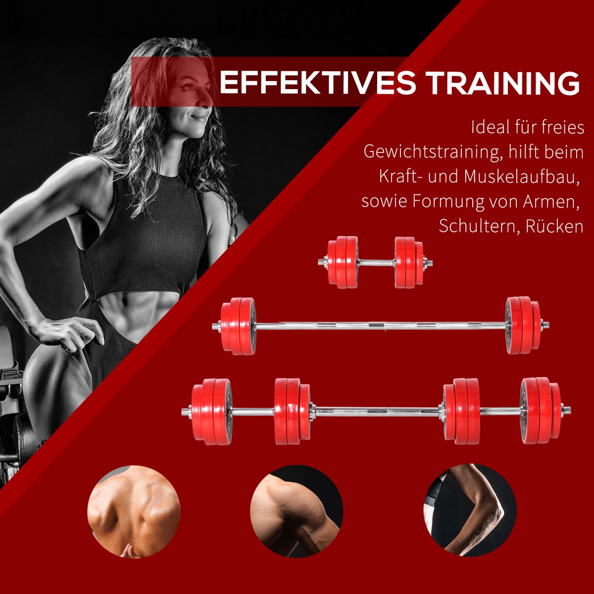 Σετ Dumbbell 20/30KGS 2-IN-1 Dumbbells & Barbells Adjustable Weight Lifting for Home Fitness Muscle Steel PP Plastic Iron Sand Red + Black 21,5 x 21,5 x 3,8 cm