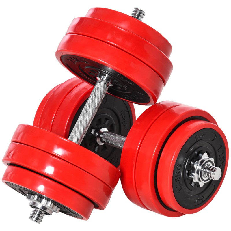 Σετ Dumbbell 20/30KGS 2-IN-1 Dumbbells & Barbells Adjustable Weight Lifting for Home Fitness Muscle Steel PP Plastic Iron Sand Red + Black 21,5 x 21,5 x 3,8 cm