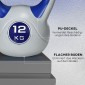 Kettlebell, kettlebell, 12 kg, επίπεδος πάτος, μεγάλη λαβή, πλαστικό κάλυμμα, μπλε, 24 x 17 x 28 cm