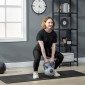 Kettlebell, kettlebell, 12 kg, επίπεδος πάτος, μεγάλη λαβή, πλαστικό κάλυμμα, μπλε, 24 x 17 x 28 cm