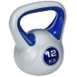 Kettlebell, kettlebell, 12 kg, επίπεδος πάτος, μεγάλη λαβή, πλαστικό κάλυμμα, μπλε, 24 x 17 x 28 cm
